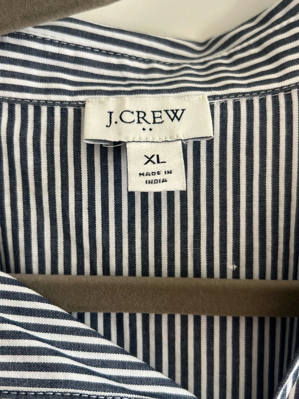J.Crew Navy & White Striped Puff Sleeve Button Front Blouse Top XL